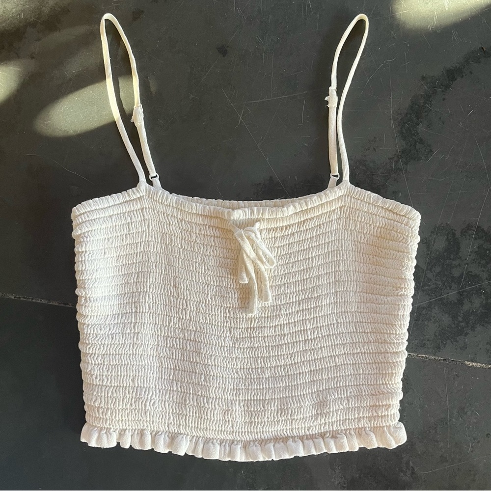 Aritzia Ruffle Crop Top with Tie